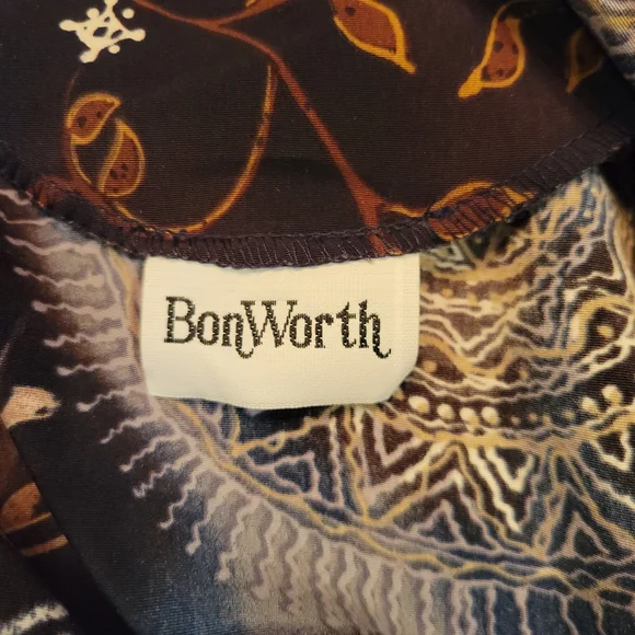 BonWorth Women's Blouse - Black and Purple with Brown Accents - Picture 2 of 8